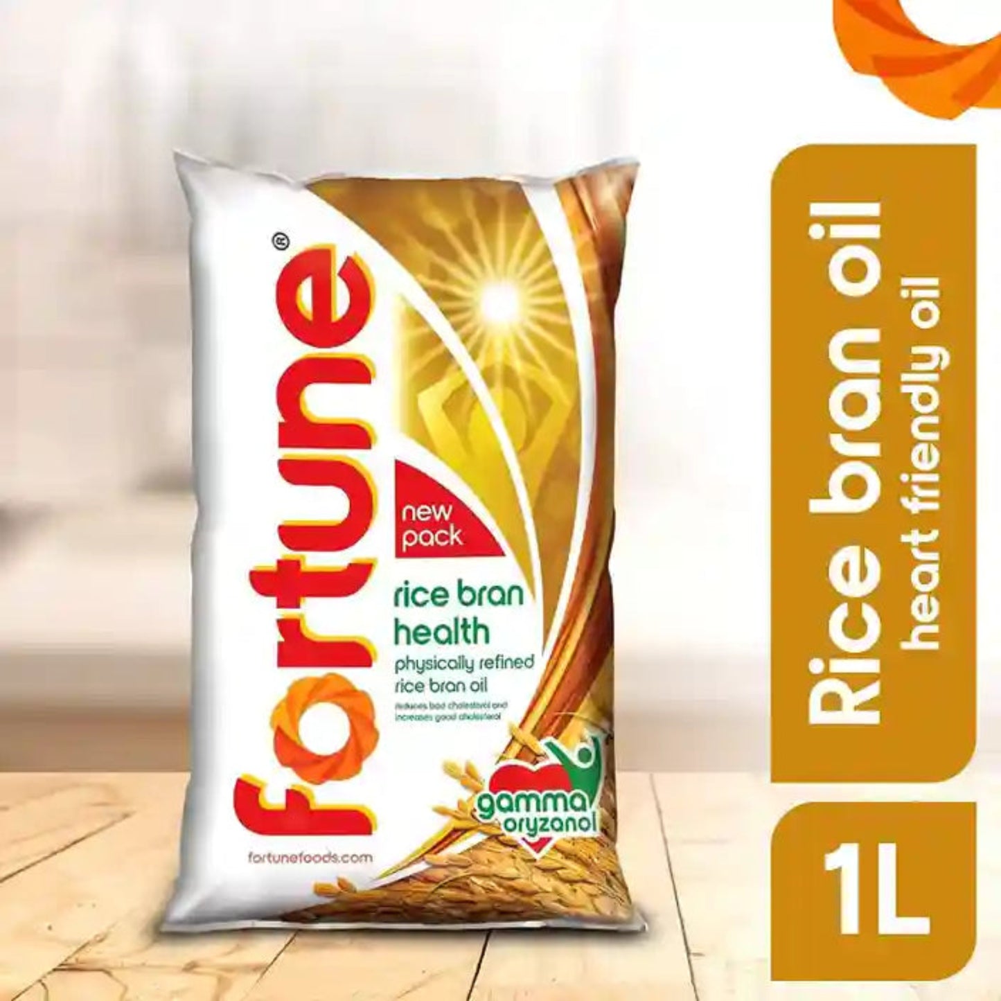 FORTUNE RICE BRAN OIL 1 LTR POUCH.
