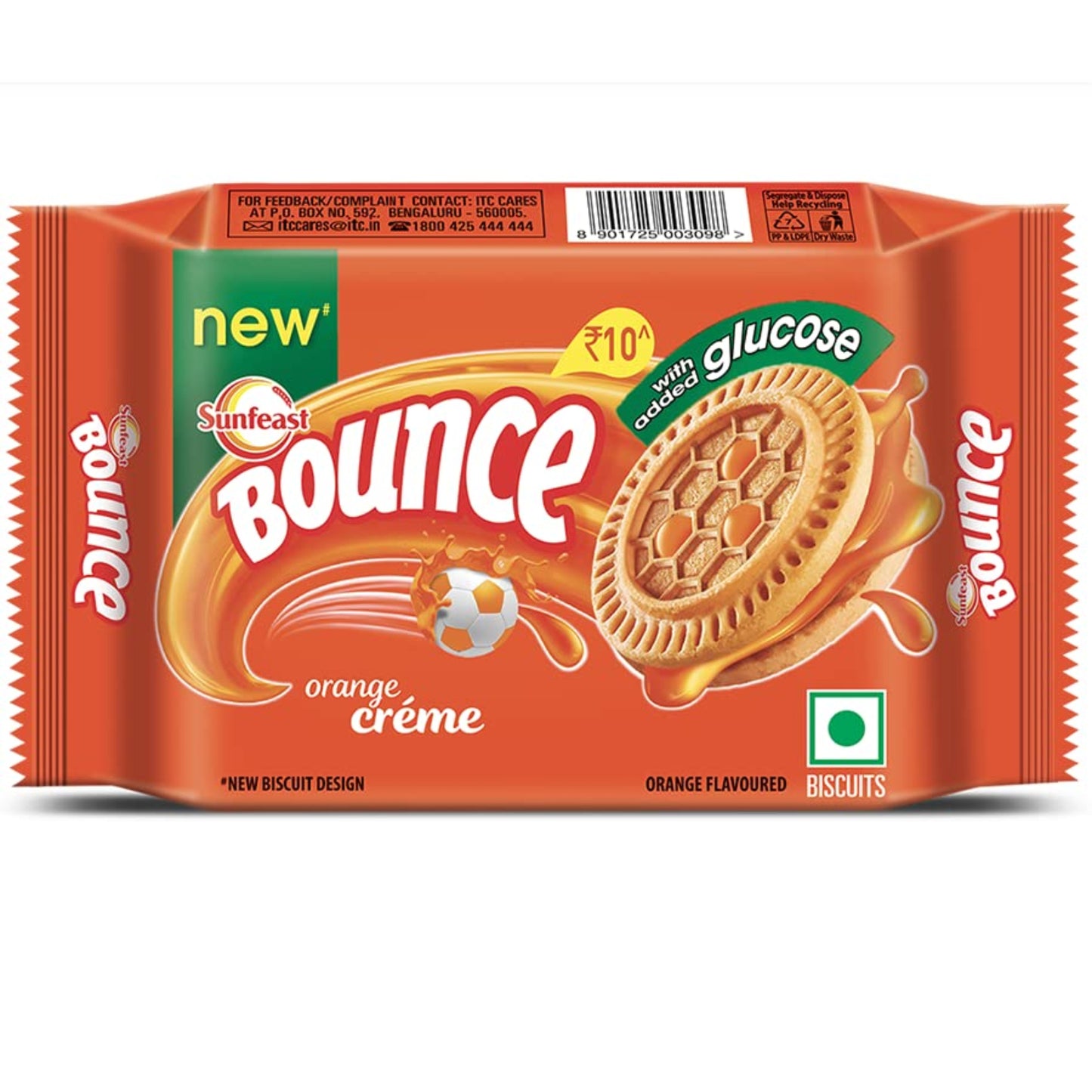 SUNFEAST BOUNCE ORANGE CREAM BISCUITS 100 GM.
