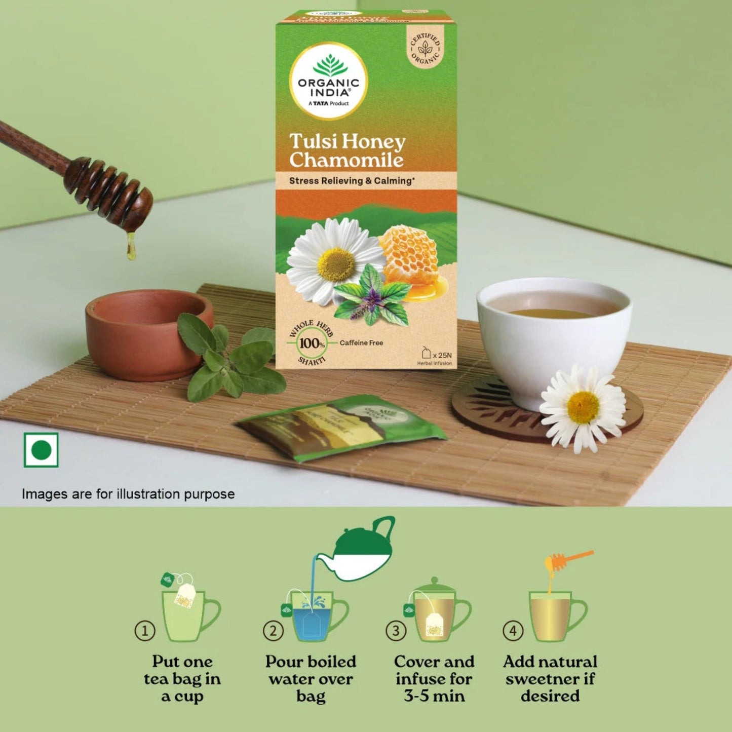 ORGANIC INDIA TULSI CHAMOMILE TEA - 25 TEA BAGS