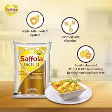 SAFFOLA REFINED OIL GOLD 1 LTR POUCH.