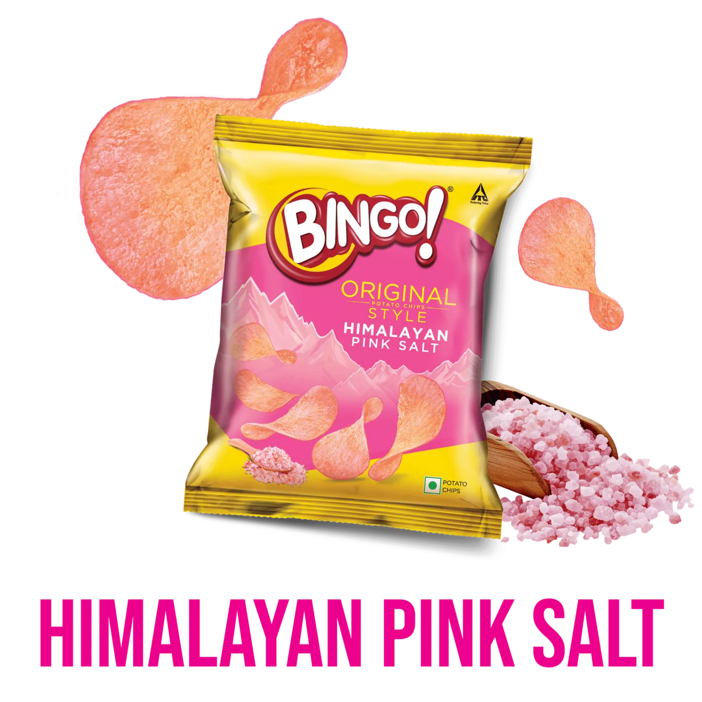 BINGO POTATO CHIPS PINK SALT 28GM