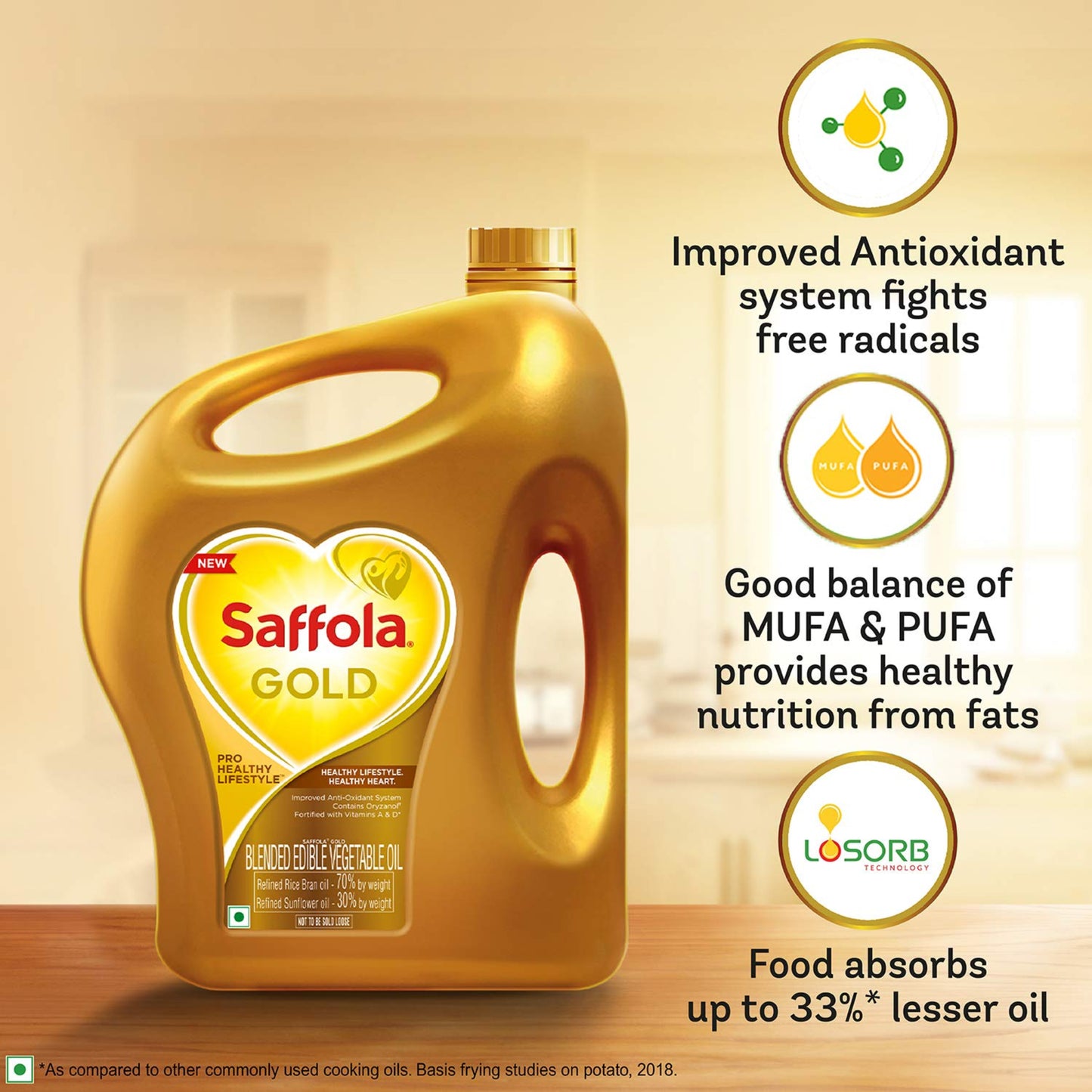 SAFFOLA REFINED OIL GOLD 5 LTR CAN.