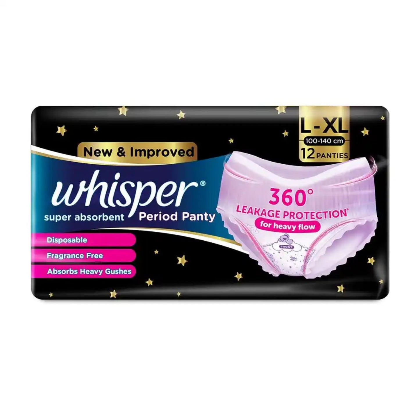 WHISPER PANTIES L-XL 12 PCS