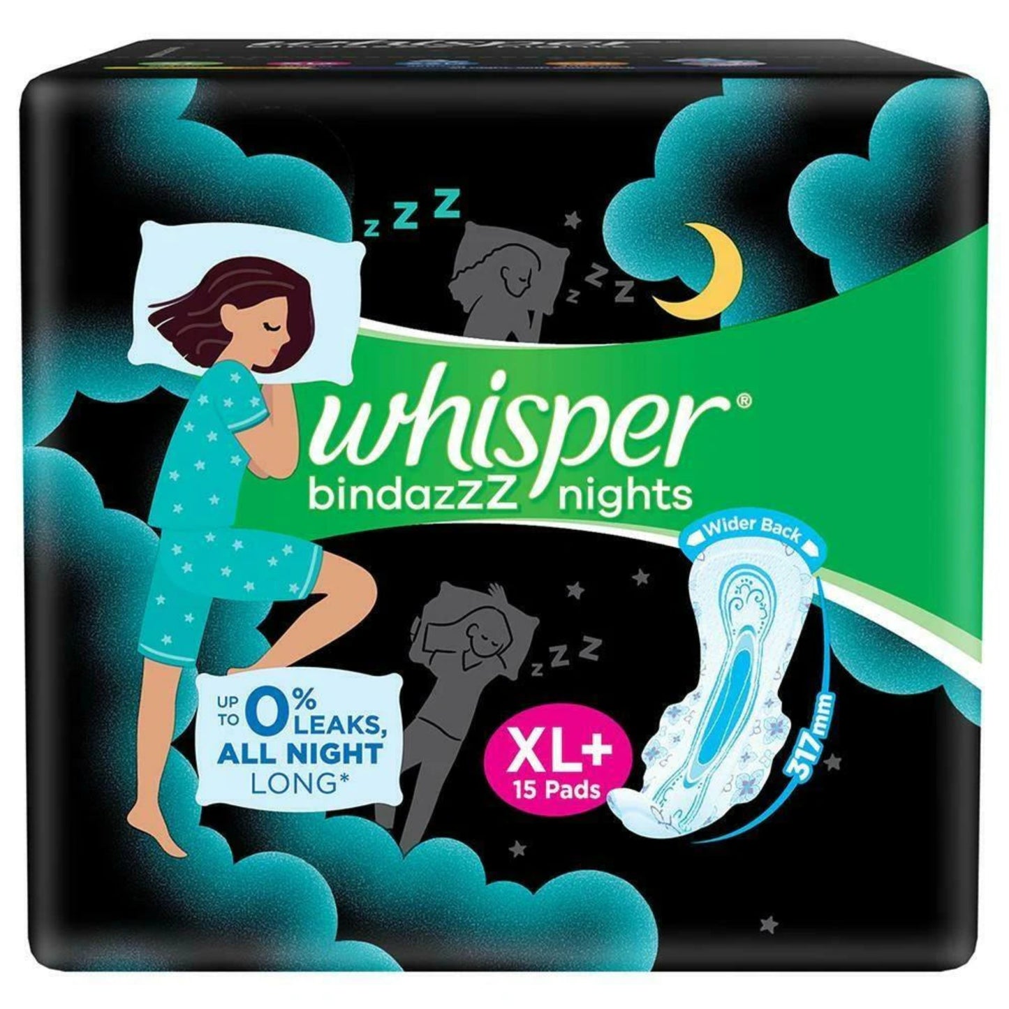WHISPER ULTRA NIGHTS (XL) WINGS 15 PADS.