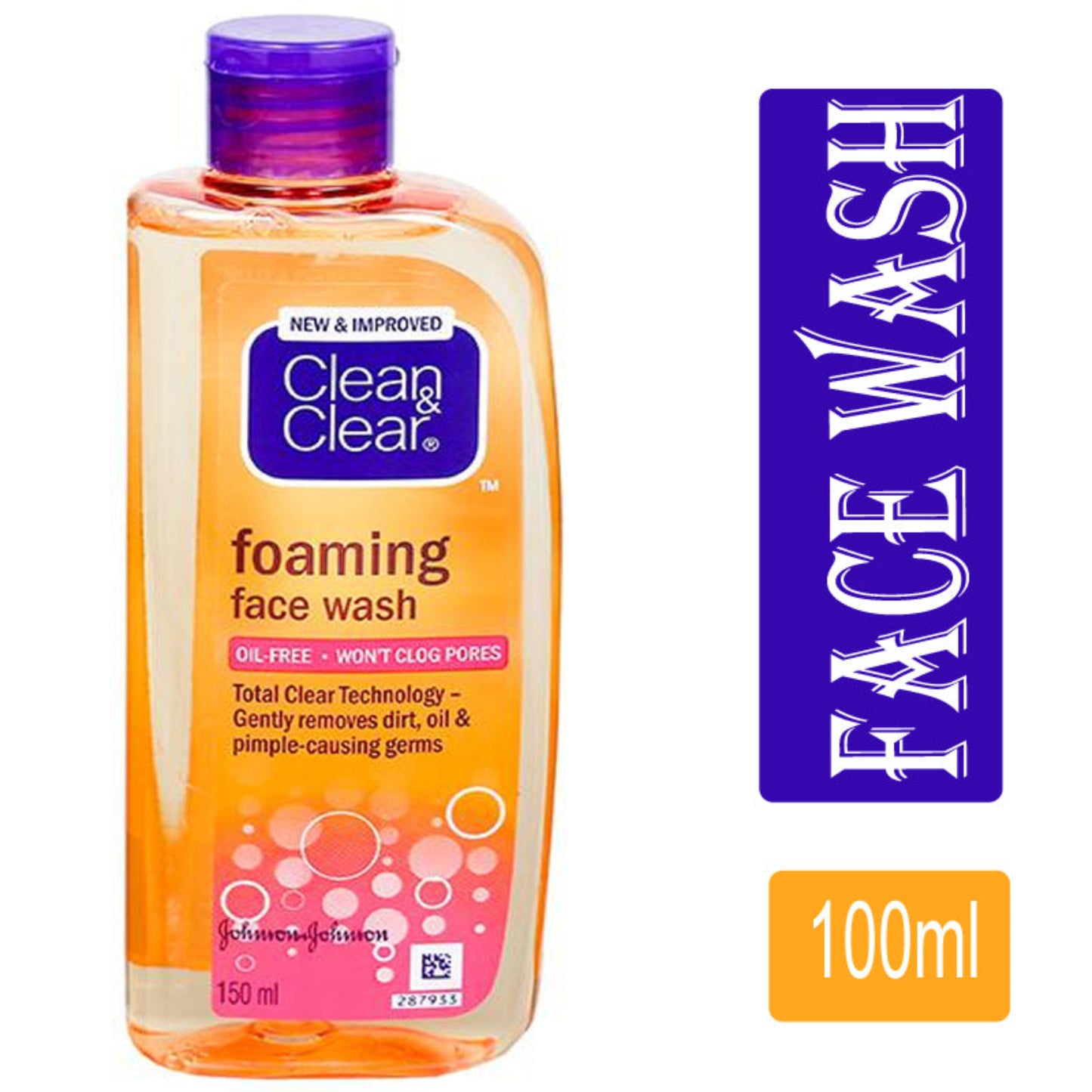 CLEAN & CLEAR FOAMING FACIAL WASH 100 ML BOTTLE.