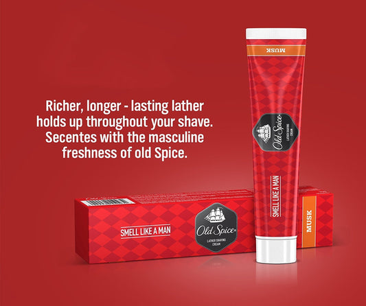 OLD SPICE SHAVING CREAM MUSK 70 GM TUBE.