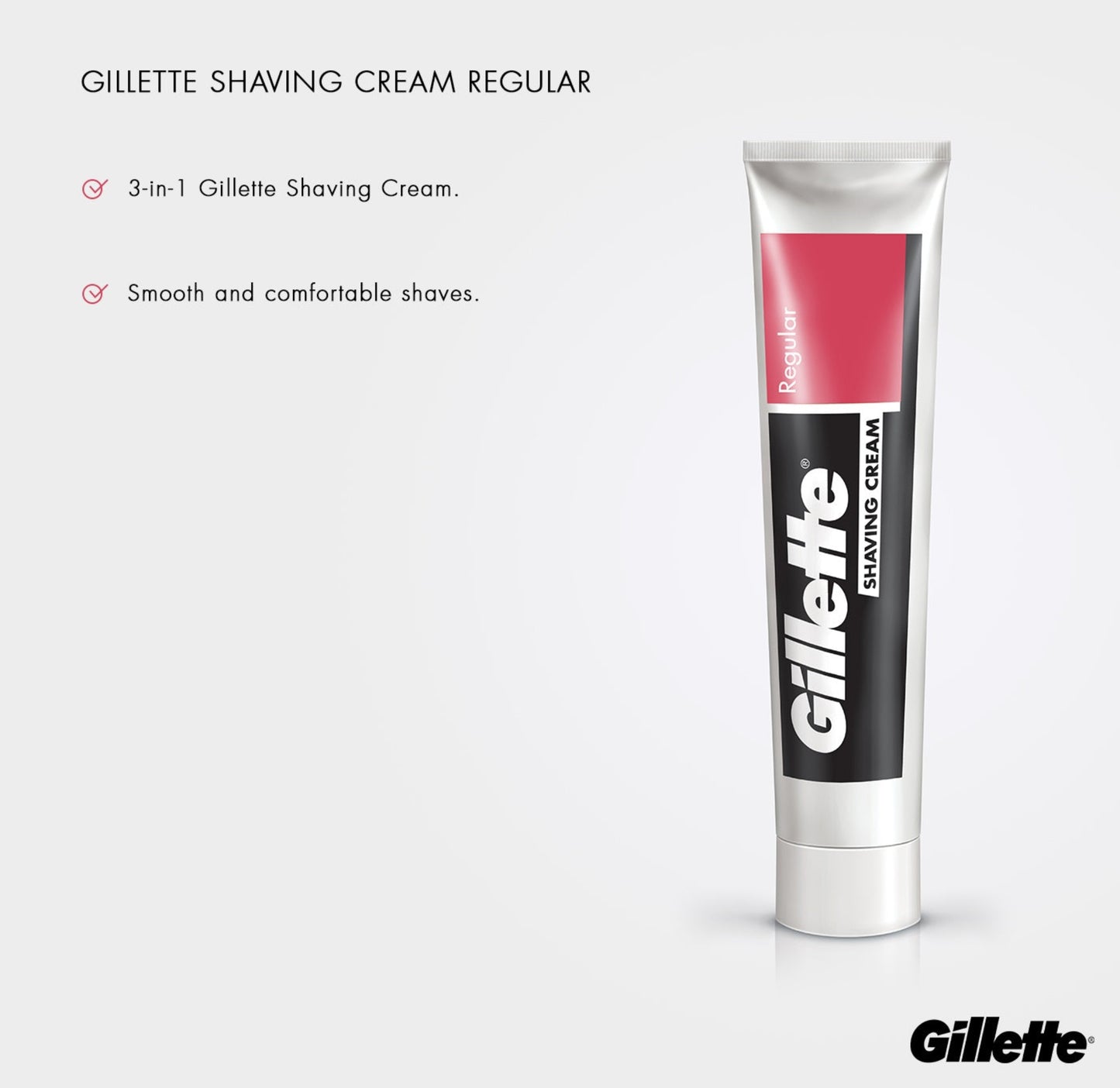 GILLETTE SHAVING CREAM REGULAR 30 GM TUBE.