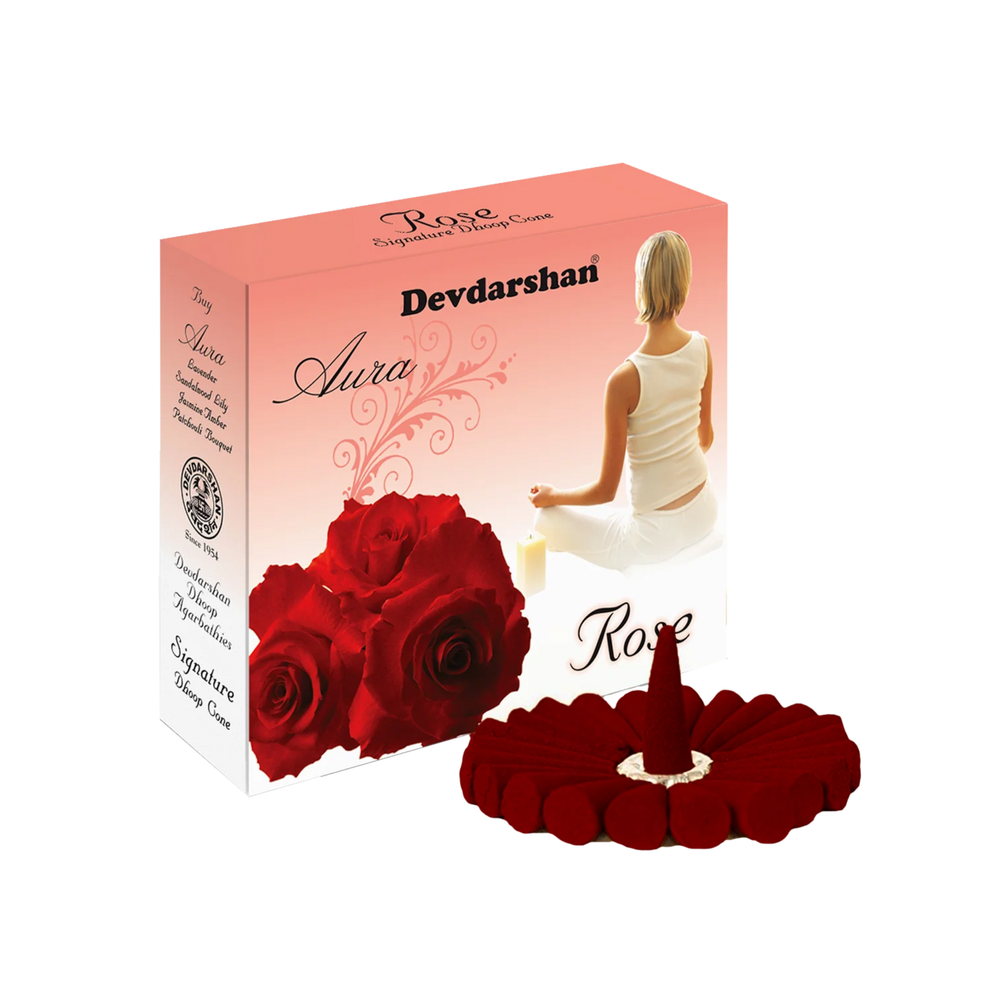DEVDARSHAN DHOOP AURA ROSE 20 CONES.