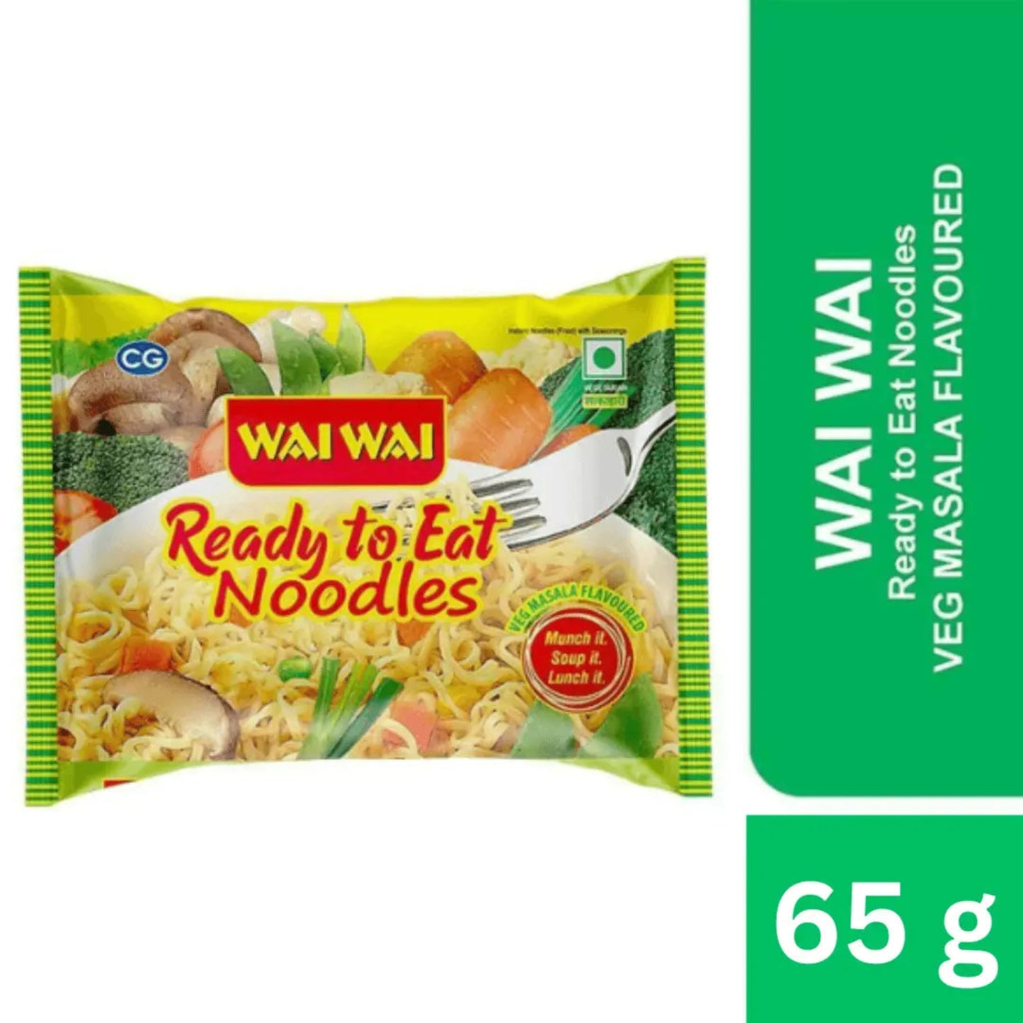 WAI WAI VEG NOODLES 70 GM POUCH.
