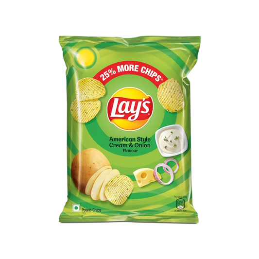 LAYS AMERICAN STYLE CREAM & ONION 56 GM PACKET. CHIPS