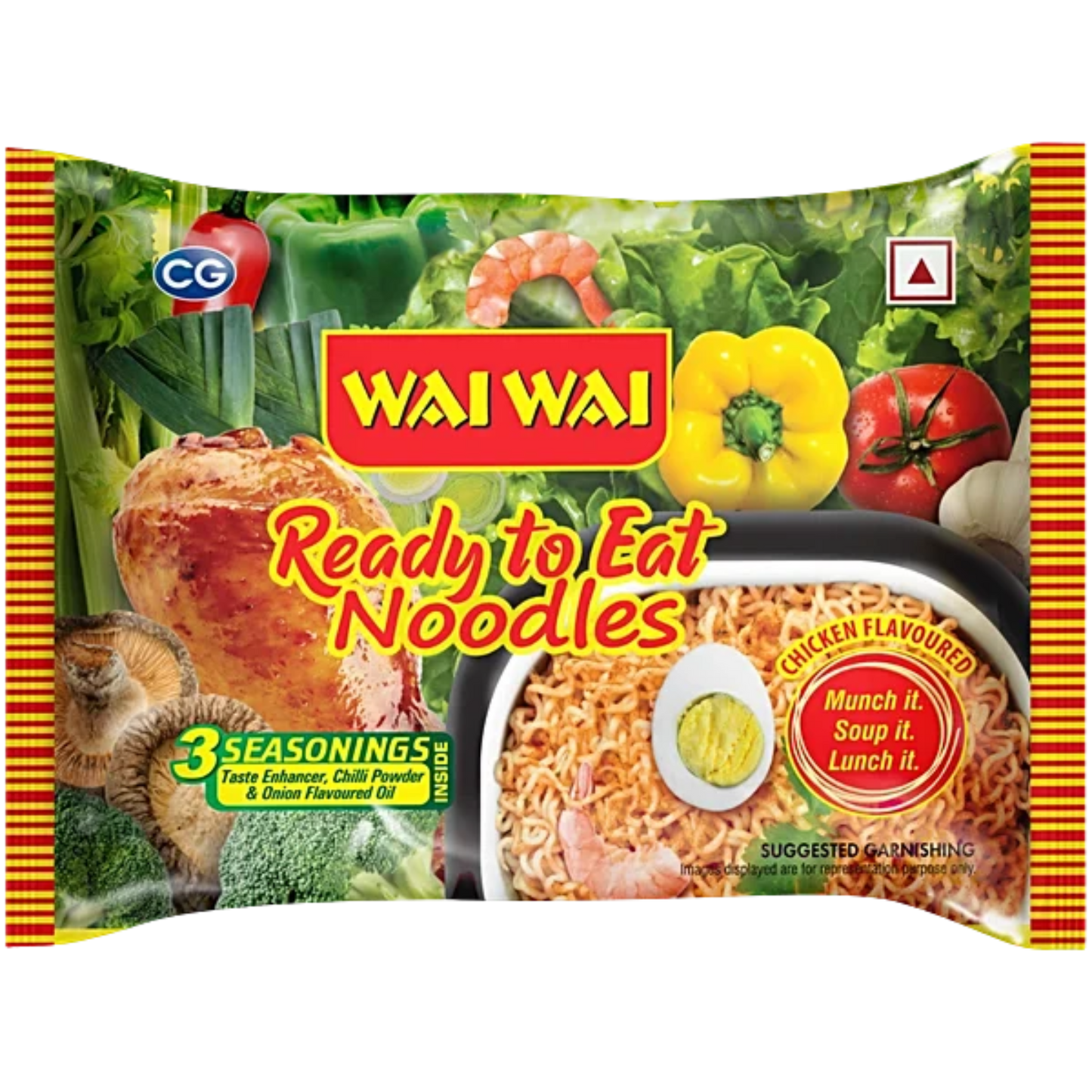 WAI WAI CHICKEN FLAVOURED 70 GM POUCH.