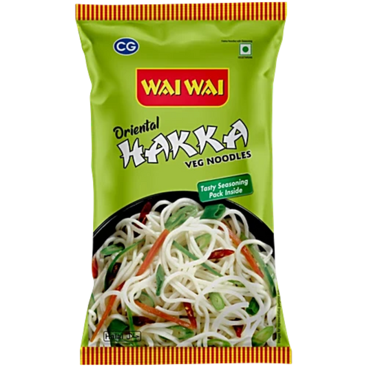 WAI WAI HAKKA VEG NOODLES 180 GM POUCH.