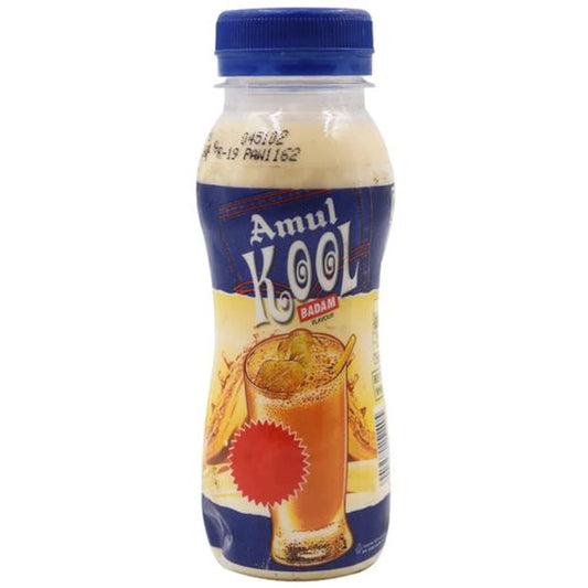 AMUL KOOL BADAM MILK 200 ML BOTTLE.