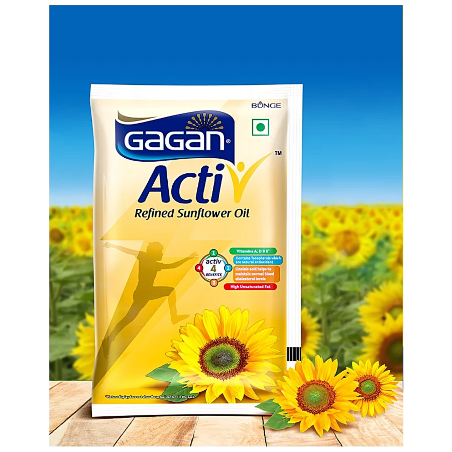 GAGAN REFINED SUNFLOWER OIL 1 LTR POUCH.