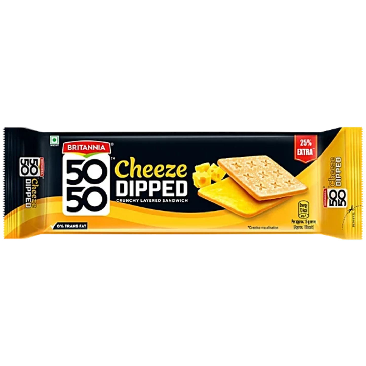BRITANNIA 50-50 CHEESE DIPPED BISCUIT 30GM