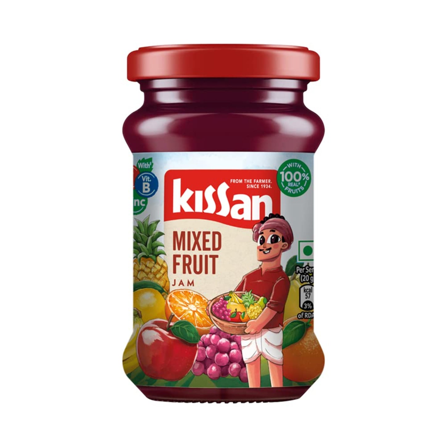 KISSAN JAM MIX FRUIT 200 GM JAR.