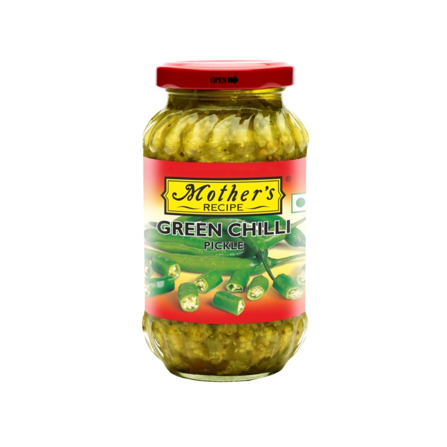 MOTHER GREEN CHILLI PICKLE 400 GM JAR.