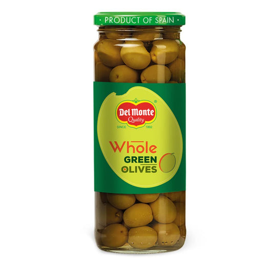 DEL MONTE OLIVES PLAIN GREEN 450 GM BOTTLE