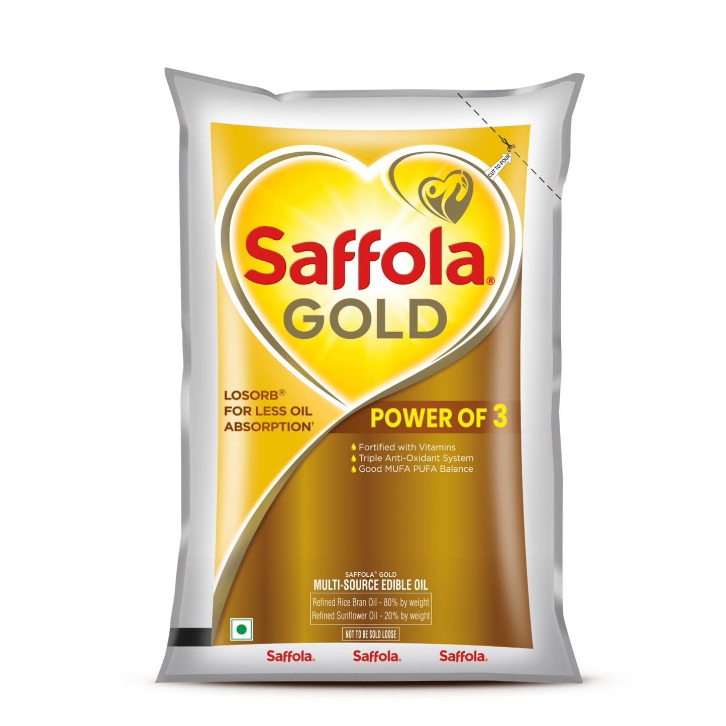 SAFFOLA REFINED OIL GOLD 1 LTR POUCH.