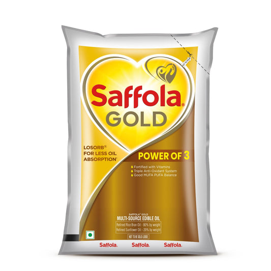 SAFFOLA REFINED OIL GOLD 1 LTR POUCH.