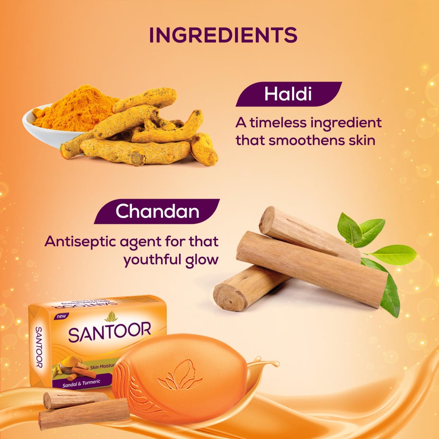 SANTOOR SOAP SANDAL TURMERIC 100GM*4