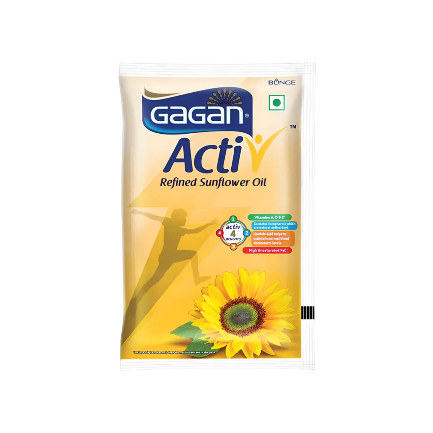 GAGAN REFINED SUNFLOWER OIL 1 LTR POUCH.