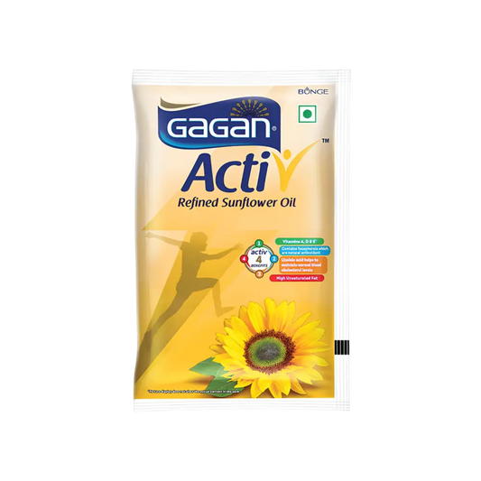 GAGAN REFINED SUNFLOWER OIL 1 LTR POUCH.