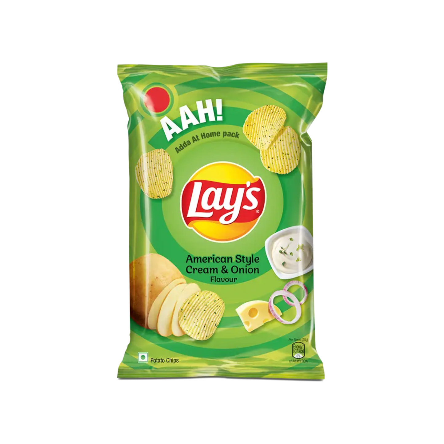 LAYS AMERICAN STYLE CREAM & ONION 26 GM POUCH.