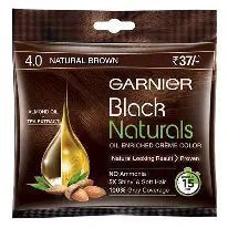 GARNIER COLOUR (4) NATURAL BROWN 20ML+20 GM POUCH.