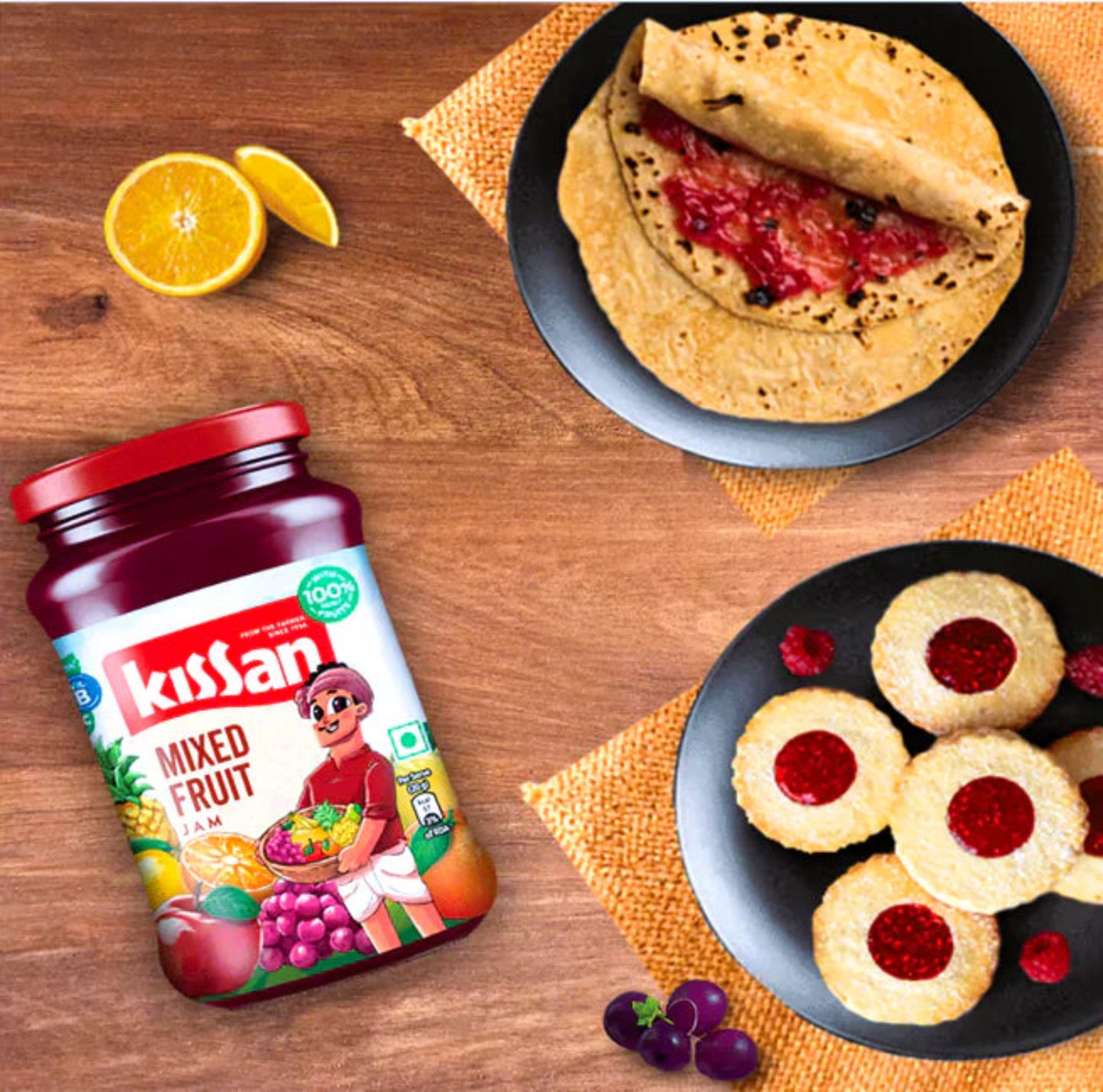 KISSAN JAM MIX FRUIT 500 GM JAR.
