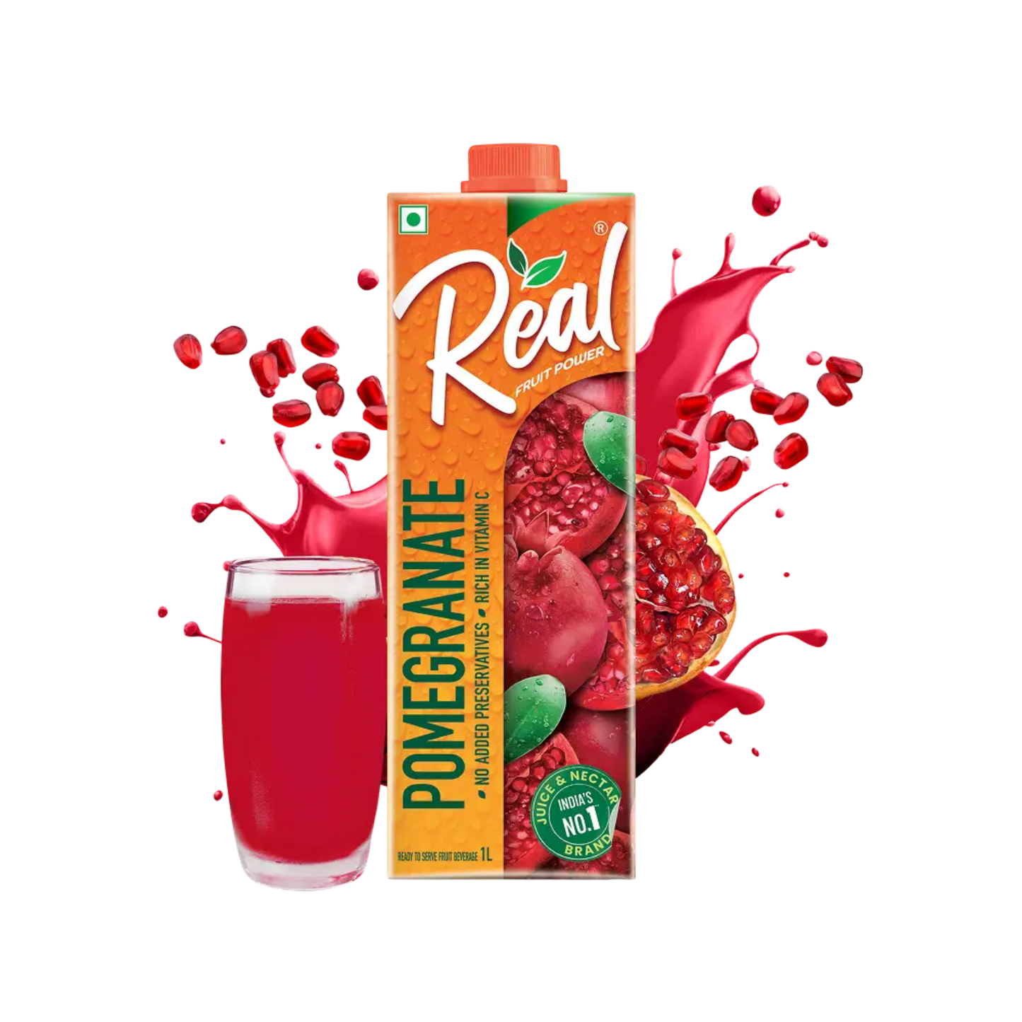REAL POMEGRANATE JUICE 1 LTR TETRA.