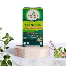 ORGANIC INDIA LEMON GINGER TULSI GREEN TEA 25 BAG