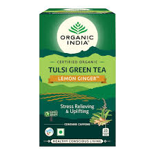 ORGANIC INDIA LEMON GINGER TULSI GREEN TEA 25 BAG