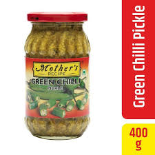 MOTHER GREEN CHILLI PICKLE 400 GM JAR.
