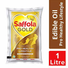 SAFFOLA REFINED OIL GOLD 1 LTR POUCH.