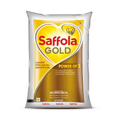 SAFFOLA REFINED OIL GOLD 1 LTR POUCH.