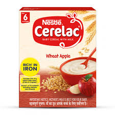 NESTLE CERELAC 1 WHEAT APPLE POWDER 300 GM BOX.