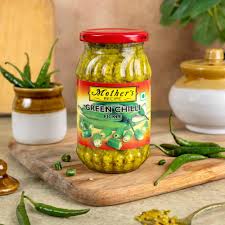 MOTHER GREEN CHILLI PICKLE 400 GM JAR.