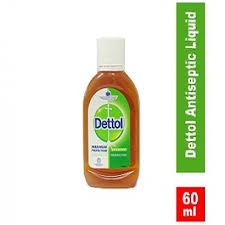 DETTOL ANTISEPTIC LIQUID 60 ML BOTTLE.