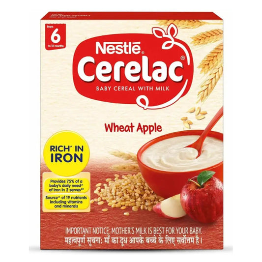NESTLE CERELAC 1 WHEAT APPLE POWDER 300 GM BOX.