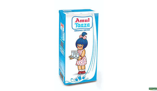 AMUL TAAZA HOMOGENISED TONED MILK 1 LTR TETRA.