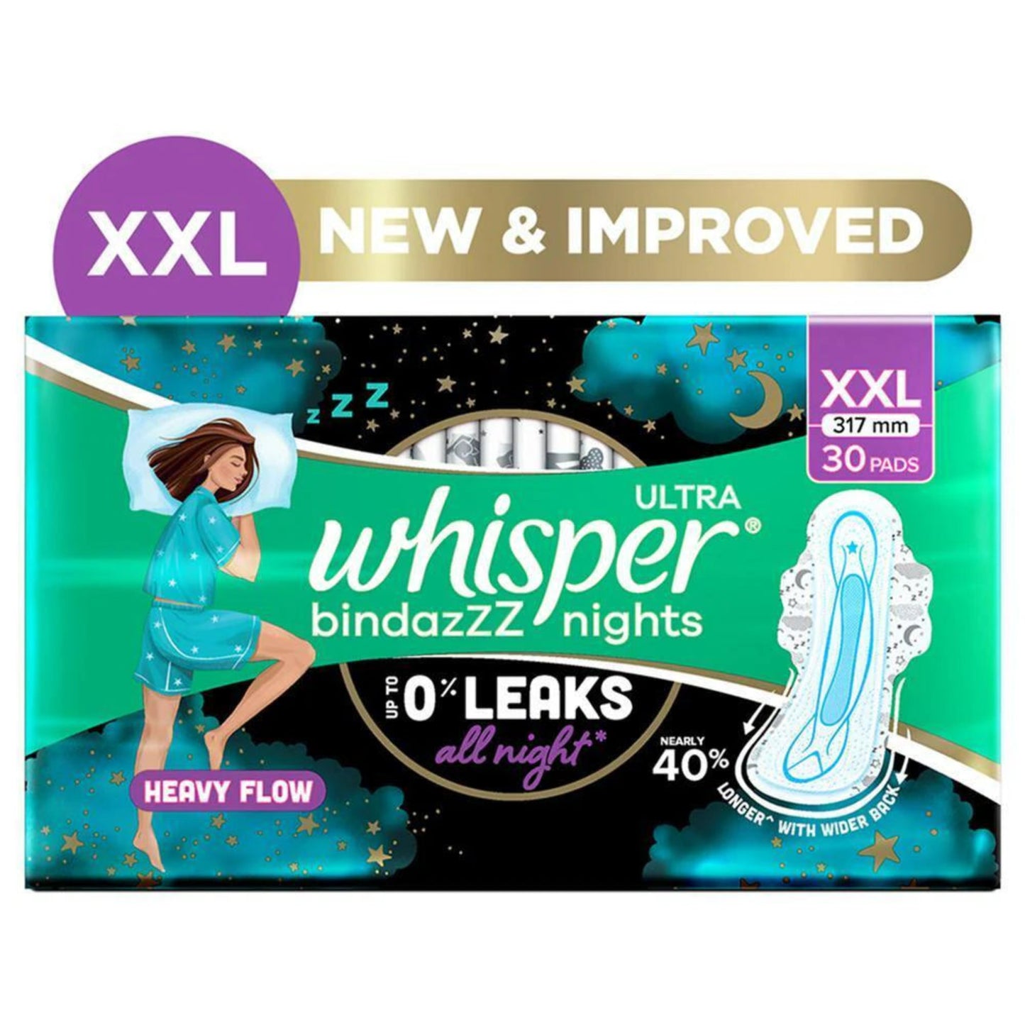 WHISPER ULTRA NIGHTS XXL 30PADS